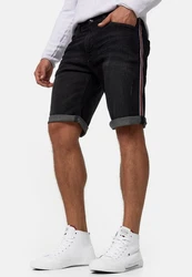 Indicode Herren Fife Jeans Shorts mit 5 Taschen Schwarz/Dunkelgrau/Braun