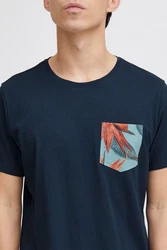 Blend T-Shirt BLEND Style BHTrop Dunkelblau/Hellblau/Beige