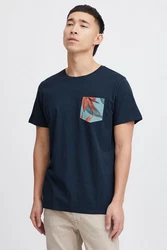Blend T-Shirt BLEND Style BHTrop Dunkelblau/Hellblau/Beige
