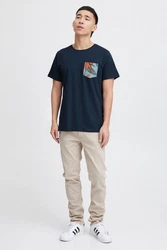 Blend T-Shirt BLEND Style BHTrop Dunkelblau/Hellblau/Beige