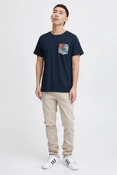 Blend T-Shirt BLEND Style BHTrop Dunkelblau/Hellblau/Beige
