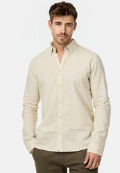 Indicode Langarmhemd Brayden Khaki/Beige/Weiß