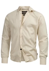 Indicode Langarmhemd Brayden Khaki/Beige/Weiß