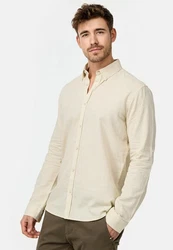 Indicode Langarmhemd Brayden Khaki/Beige/Weiß