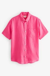 Next Kurzarmhemd aus Leinengemisch Rosa