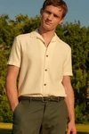 Next Kurzarmhemd mit Waffelstruktur Khaki/Beige/Gelb/Rot
