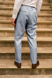 Next Strukturierte Anzughose Slim Fit (1-tlg) Grau/Hellblau