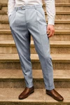Next Strukturierte Anzughose Slim Fit (1-tlg) Grau/Hellblau