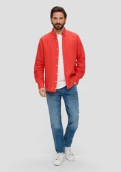 s.Oliver Langarmhemd mit Button-Down-Kragen Rot