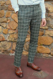 Anzughose Slim-Fit-Anzughose mit kleinem Karomuster (1-tlg)