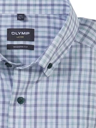 OLYMP Langarmhemd Modern-Fit Luxor Hellblau/Grau/Dunkelblau/Türkis/Blau