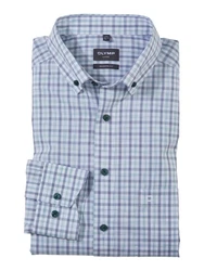 OLYMP Langarmhemd Modern-Fit Luxor Hellblau/Grau/Dunkelblau/Türkis/Blau