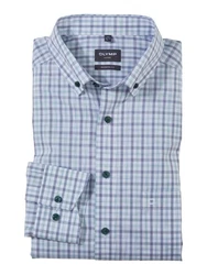 OLYMP Langarmhemd Modern-Fit Luxor Hellblau/Grau/Dunkelblau/Türkis/Blau