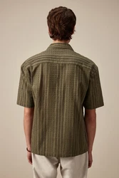 Next Kurzarmhemd mit Lochstickerei Dunkelgrün/Grün/Khaki/Gelb