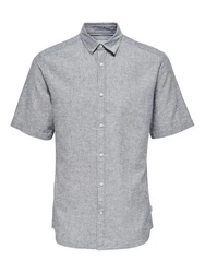 ONLY & SONS Kurzarmhemd ONSCAIDEN SS SOLID LINEN SHIRT Grau/Hellgrau/Dunkelgrau