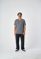 Cleptomanicx T-Shirt Ligull Regular V Dunkelgrau/Hellgrau/Grau