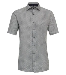 CASAMODA Businesshemd Kurzarm Print Grau/Dunkelgrau/Hellblau