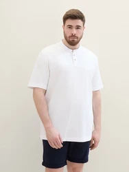 TOM TAILOR Poloshirt mit Stehkragen Weiß/Creme