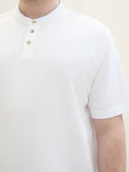 TOM TAILOR Poloshirt mit Stehkragen Weiß/Creme