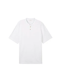 TOM TAILOR Poloshirt mit Stehkragen Weiß/Creme