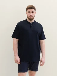 TOM TAILOR Poloshirt mit Stehkragen Dunkelblau/Hellblau/Rot