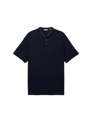 TOM TAILOR Poloshirt mit Stehkragen Dunkelblau/Hellblau/Rot