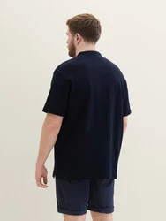 TOM TAILOR Poloshirt mit Stehkragen Dunkelblau/Hellblau/Rot