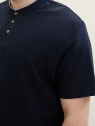 TOM TAILOR Poloshirt mit Stehkragen Dunkelblau/Hellblau/Rot