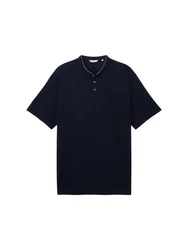 TOM TAILOR Poloshirt mit Stehkragen Dunkelblau/Hellblau/Rot