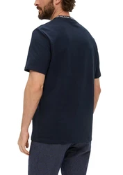 s.Oliver Kurzarmshirt mit Schriftprintkragen Dunkelblau