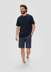 s.Oliver Kurzarmshirt mit Schriftprintkragen Dunkelblau