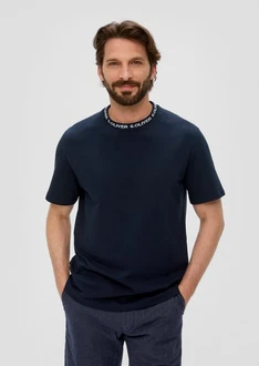 s.Oliver Kurzarmshirt mit Schriftprintkragen
