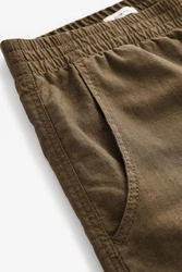 Next Slim Fit Hose mit Kordelzug aus Leinenmischung Khaki