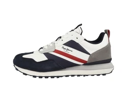 Pepe Jeans Foster Heat Herren Sneaker Creme/Blau/Rot