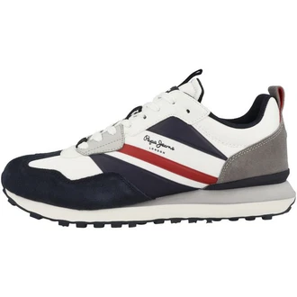 Pepe Jeans Foster Heat Herren Sneaker Creme/Blau/Rot Pepe Jeans Foster Heat Herren Sneaker Creme/Blau/Rot