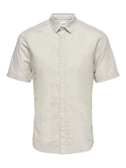 ONLY & SONS Kurzarmhemd ONSCAIDEN SS SOLID LINEN SHIRT Weiß/Khaki/Grau/Beige
