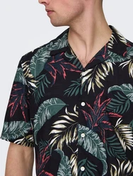ONLY & SONS Hawaiihemd ONSWAYNE LIFE AOP SS VISCOSE SHIRT Blau/Dunkelgrün/Grün