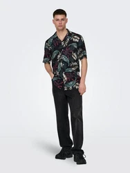 ONLY & SONS Hawaiihemd ONSWAYNE LIFE AOP SS VISCOSE SHIRT Blau/Dunkelgrün/Grün