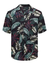 ONLY & SONS Hawaiihemd ONSWAYNE LIFE AOP SS VISCOSE SHIRT Blau/Dunkelgrün/Grün