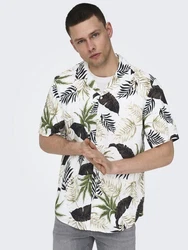 ONLY & SONS Hawaiihemd ONSWAYNE LIFE AOP SS VISCOSE SHIRT Grün/Dunkelgrün/Blau
