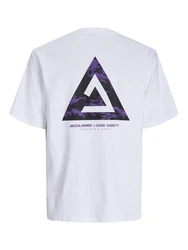 Jack & Jones T-Shirt JCOTRIANGLE SUMMER TEE SS CREW NECK Weiß/Fliederfarben/Dunkelblau