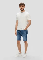 s.Oliver Kurzarmshirt mit Schriftprintkragen Weiß/Creme