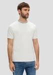 s.Oliver Kurzarmshirt mit Schriftprintkragen Weiß/Creme