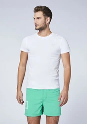 Chiemsee T-Shirt im Basic-Stil mit Logo (1) Weiß/Dunkelblau/Creme