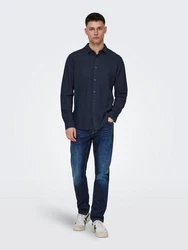 ONLY & SONS Langarmhemd ONSCaiden (1-tlg) Dunkelblau