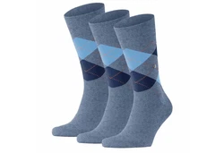 Burlington Kurzsocken Herren Socken 3er Pack Blackpool Hellblau/Grau/Dunkelblau/Blau