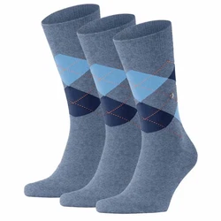 Burlington Kurzsocken Herren Socken 3er Pack Blackpool Hellblau/Grau/Dunkelblau/Blau