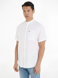 Tommy Jeans Kurzarmhemd TJM REG MAO LINEN BLEND SS SHIRT Weiß/Creme/Schwarz