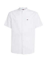 Tommy Jeans Kurzarmhemd TJM REG MAO LINEN BLEND SS SHIRT Weiß/Creme/Schwarz