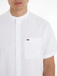Tommy Jeans Kurzarmhemd TJM REG MAO LINEN BLEND SS SHIRT Weiß/Creme/Schwarz
